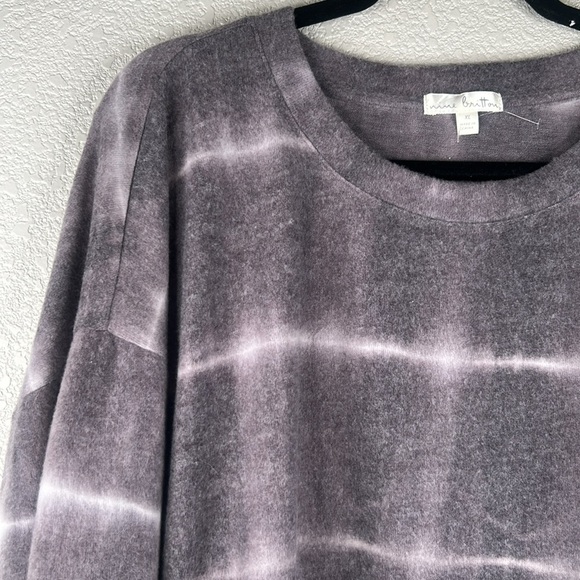 Mine Britton Gray Tie Dye Super Soft Crew Neck Long Sleeve Sweater Size XL New! - Picture 2 of 7